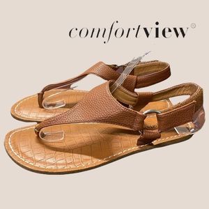 Comfortview "Joslyn" Tan Thong Sandals 7 Wide